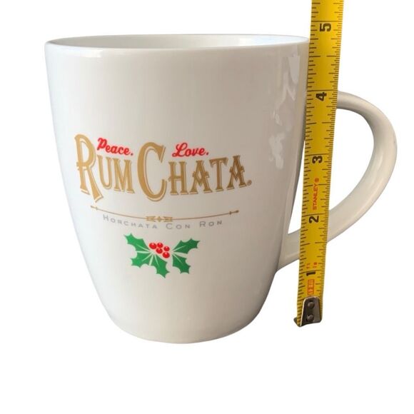 Pre Owned Rum Chata Horchata Con Ron Gold Letters Ceramic Coffee Peace Love Mug - Picture 12 of 13